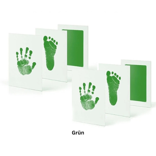 HerzPrint™ Baby Abdruck-Set | 2x Tintenfreies Abdruck-Pad für Hand & Fuß | Erinnerungsstück für Neugeborene (0–6 Monate)