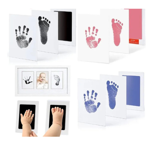 HerzPrint™ Baby Abdruck-Set | 2x Tintenfreies Abdruck-Pad für Hand & Fuß | Erinnerungsstück für Neugeborene (0–6 Monate)
