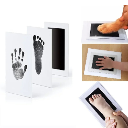 HerzPrint™ Baby Abdruck-Set | 2x Tintenfreies Abdruck-Pad für Hand & Fuß | Erinnerungsstück für Neugeborene (0–6 Monate)
