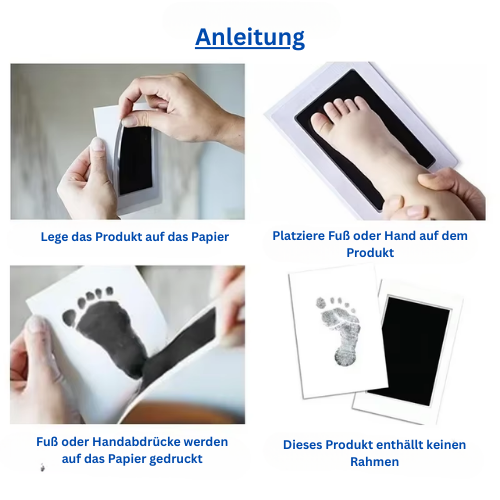 HerzPrint™ Baby Abdruck-Set | 2x Tintenfreies Abdruck-Pad für Hand & Fuß | Erinnerungsstück für Neugeborene (0–6 Monate)